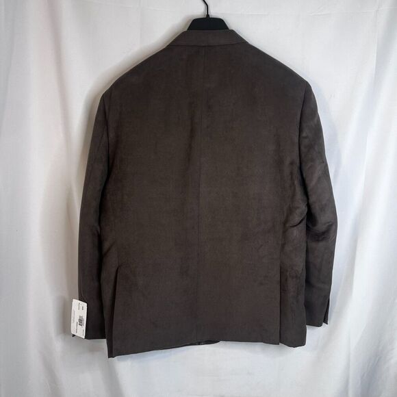 Michael Strahan NWT Brown Faux Suede Suit Coat Blazer Single Breasted Size 46S - Picture 3 of 11